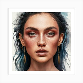 Portrait Of A Woman With Blue Hair 2 Art Print