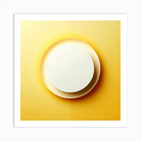 White Plate On Yellow Background Art Print