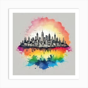 Rainbow City Skyline 6 Art Print