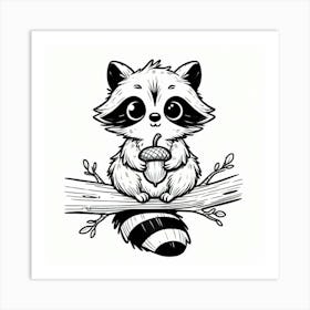 Line Art raccoon 2 Art Print