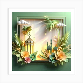 GreetingCard-RamadanKareem-Mubarak-Islamic-Lantern 1 Art Print