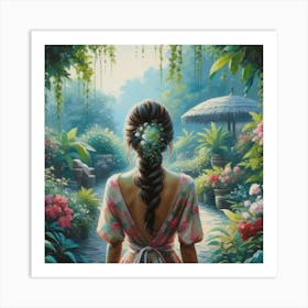 Girl In A Garden 1 Art Print