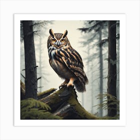 Owl In The Forest 3 Art Print