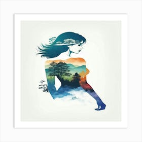 Woman In The Forest Art Print