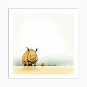 Rhino And Fox Art Print