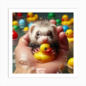 Ferret In Water Art Print