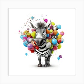 Birthday Zebra Art Print