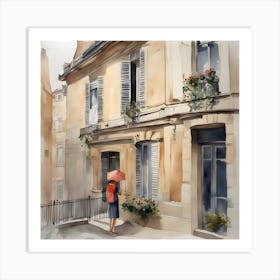 Watercolor Of A Woman in Paris Art Print