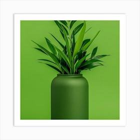 Green Plant In A Vase Art Print