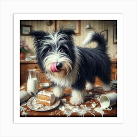 Dog Eats Cake Art Print