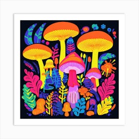 Mushrooms And Plants Art Print