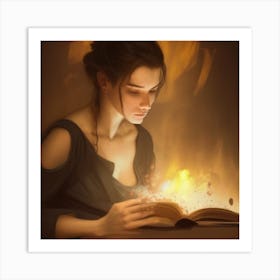 Girl Reading A Book Art Print