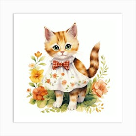 Cat In A Dress Art Print