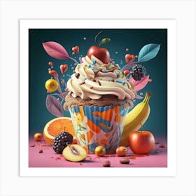 Create graphic design love cupcake illustration design 1 Art Print