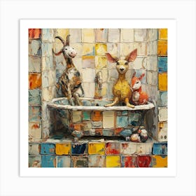 Goats In The Bath 1 Art Print