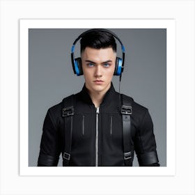 Man Wearing Headphones Art Print