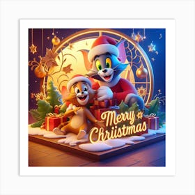 Tom and Jerry in merry Christmas Art Print