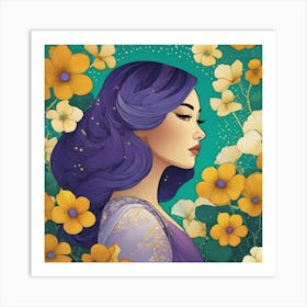 Girl In Flowers 1 Art Print