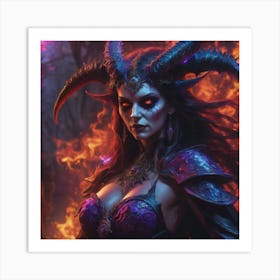Demon Woman With Horns Art Print