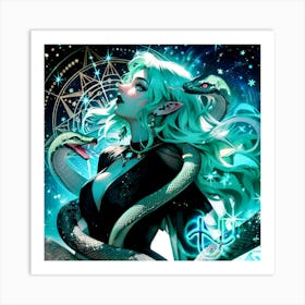 Elven Girl With Snakes Art Print