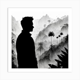 Silhouette Of A Man In The Jungle 1 Art Print