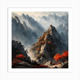 Chinese Mountains Landscape Painting (151) Art Print