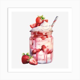 Strawberry Ice Cream Art Print