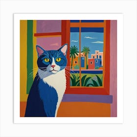 Default Matisse Inspired Open Window Cat Art 2 Art Print