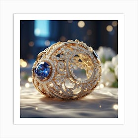 Blue Sapphire Ring Art Print