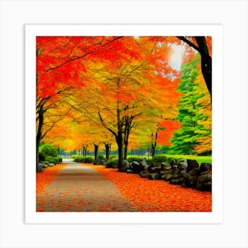 Autumn Leaves In The Park Art Print