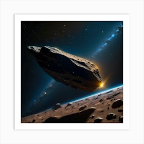 Yellow blue alien artifical asteroid floating in space 13 Art Print