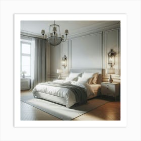 Bedroom With A Chandelier Art Print