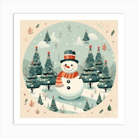 Snowman In The Forest 2 Art Print