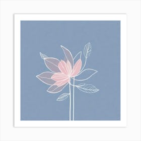 A White And Pink Flower In Minimalist Style Square Composition 319 Art Print