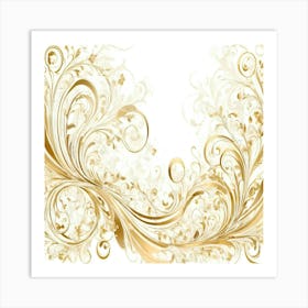 Gold Floral Background Art Print