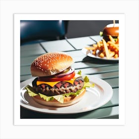 Burger And Fries 5 Art Print