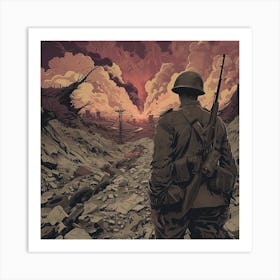 Soldier In The Desert Art Print