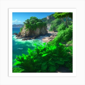 Tropical Beach Scene Art Print