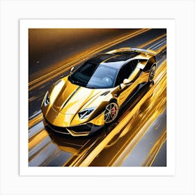 Golden Lamborghini 24 Art Print