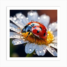 Ladybug On A Daisy Art Print