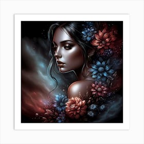 Girl With Flowers 9 Art Print