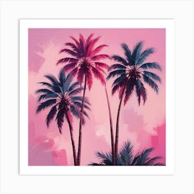 Trio Of Palms Pink Art Print 3 Art Print