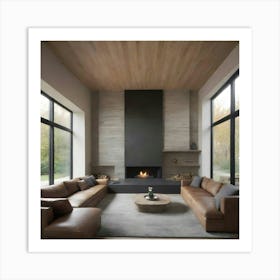 Modern Living Room With Fireplace 6 Art Print