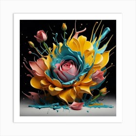 Abstract Painting splash flowers spring 1 Art Print