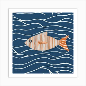 Fish Shaul Nautical Orange (1) Art Print