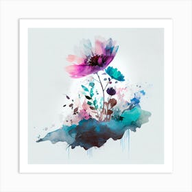 Watercolor Flower Abstract 3 Art Print