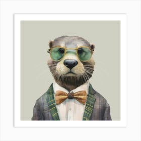 Watercolour Funky Otter Art Print