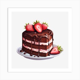 Chocolate Cake With Strawberries 9 Art Print