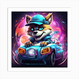 Fox In A Car Art Print