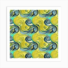 Yellow And Blue Swirls Art Print